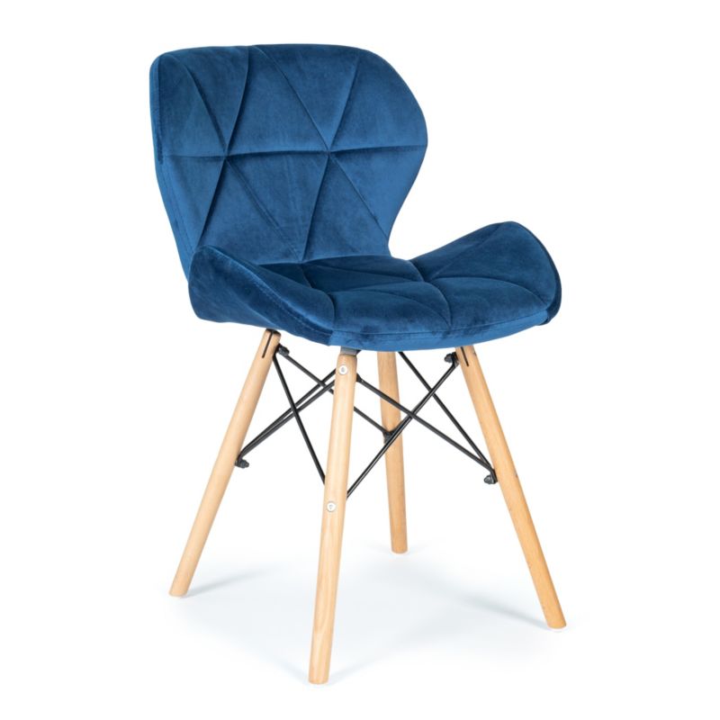 Krzesło tapicerowane New Home DURO granatowe welurowe skandynawskie 1 szt.
