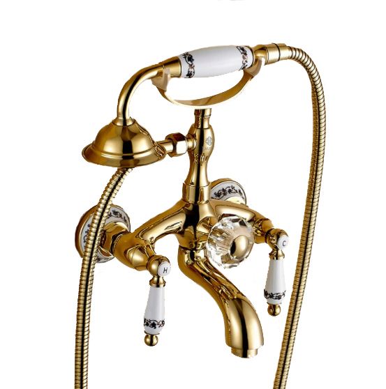 Bateria wannowa Lauferi HELLONE mosiężna ścienna złota retro 1 szt.