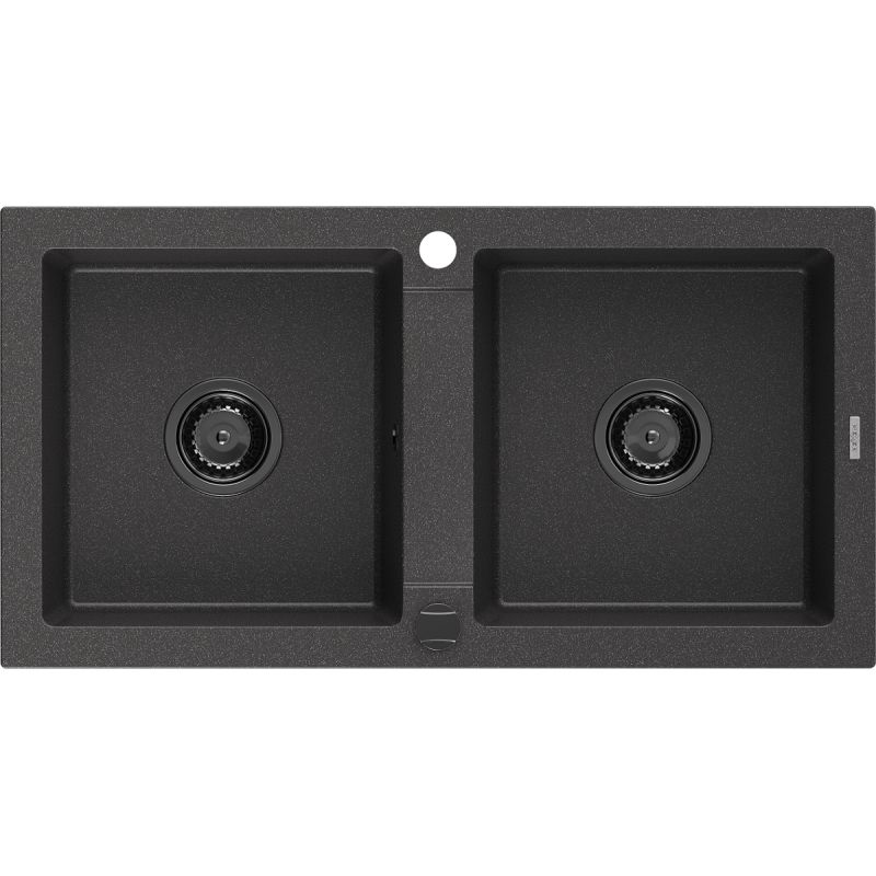 Zlewozmywak wpuszczany Mexen Mario 2-komorowy czarny nakrapiany 820x436 mm - 6504822000-76 1 szt.