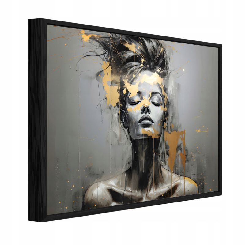 Obraz W Ramie WALLARENA Do Sypialni Salonu Na Płótnie Kobieta Glamour Abstrakcja Szary 100x70 cm PPR14737O1 1 szt.