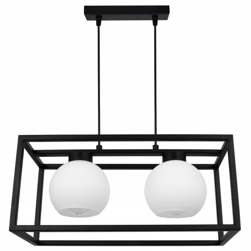 Lampa sufitowe wisząca Light Home LH Eliza Cage Klatka 2x E27 60W szklana kula mleczna 1szt.