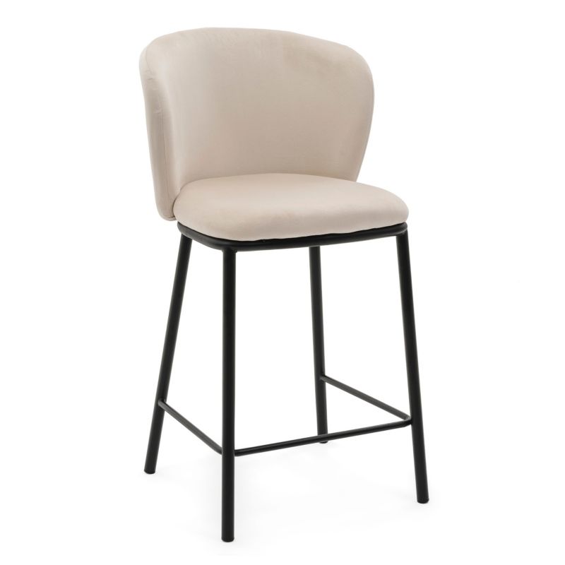 Hoker barowy tapicerowany New Home BARI beżowy welurowy 1 szt.