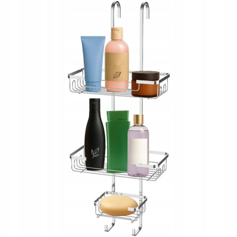 Półka prysznicowa Rodeno zawieszana na kabinę srebrna 1 szt.