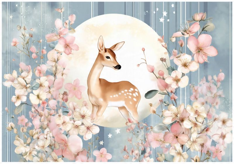 Fototapeta Dla Dzieci Sarna Kwiaty Zwierzęta WALLARENA 250x175 cm Tapeta Dziecięca Na Ścianę 1 szt.