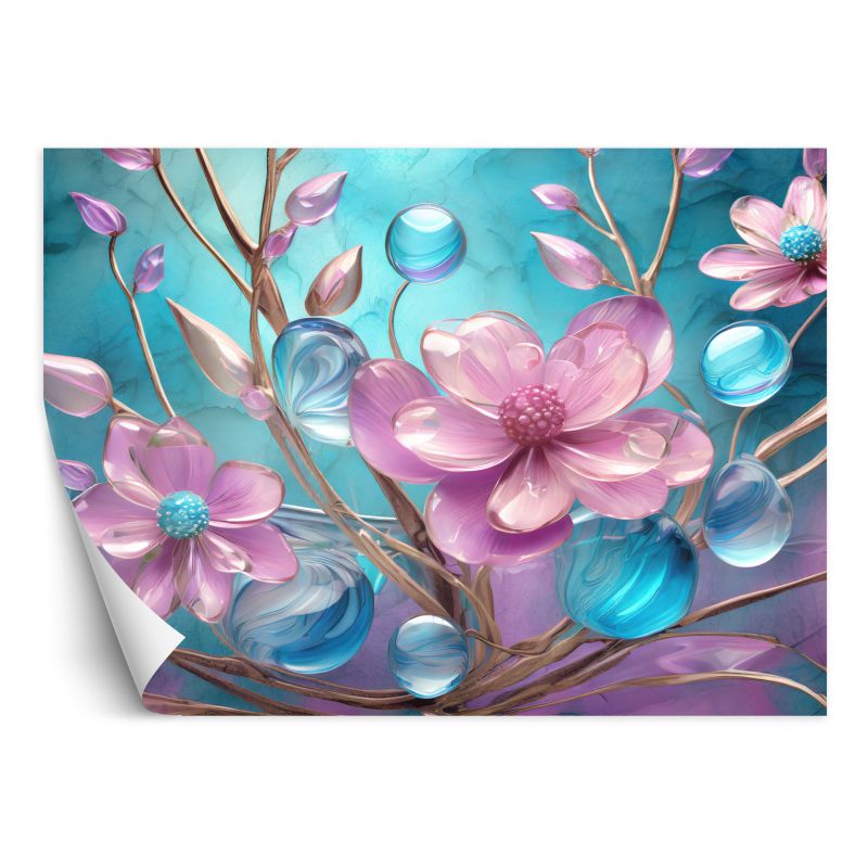 Fototapeta Feeby Kolorowe kwiaty Szklana abstrakcja 150x105 1 szt