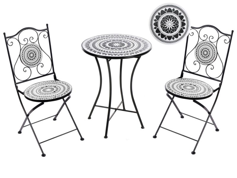 Zestaw mebli balkonowych Składane Comiso Metal Czarny/ biały 1 kpl