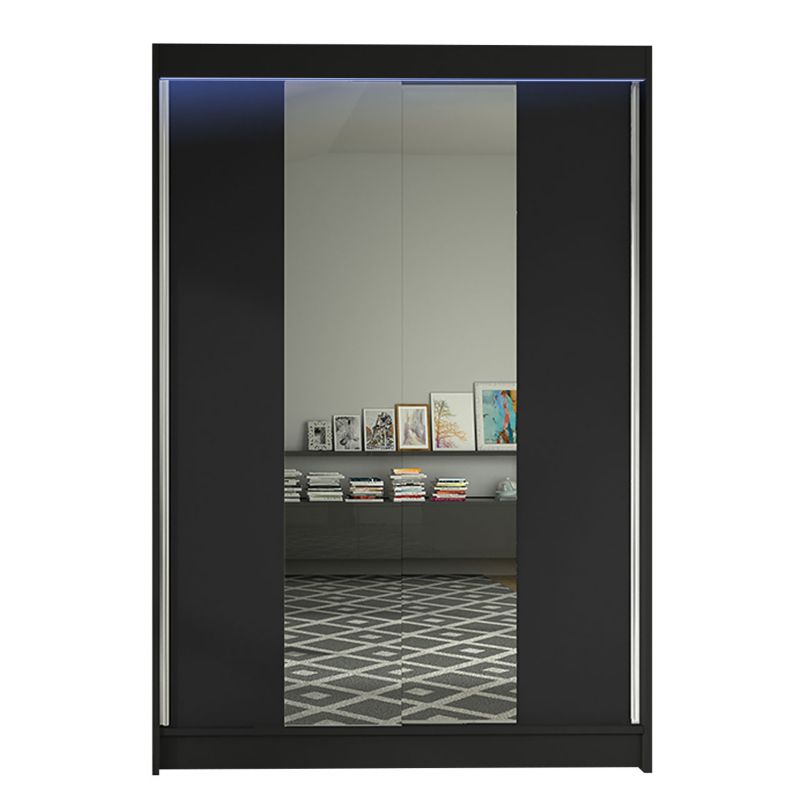 Szafa MIRJAN 24 z drzwiami przesuwnymi Lino II z oświetleniem RGB czarny 1 szt.