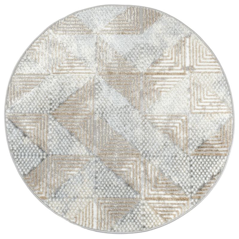 Dywan okrągły 120 cm nowoczesny Wenecja e-floor geometryczny beżowy 1 szt