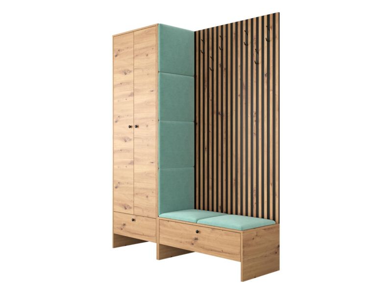 Garderoba MIRJAN 24 Balma III dąb artisan + miętowy 1 kpl.