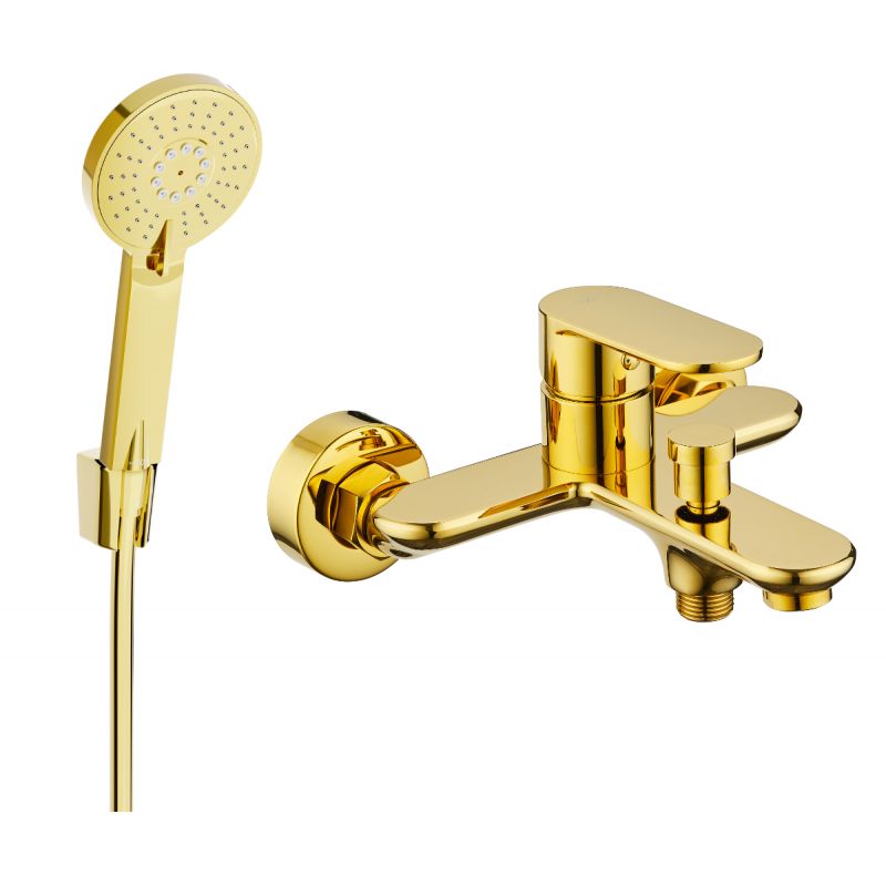 Bateria wannowa Mexen Milo złoty zestaw prysznicowy na drążku 1 szt.