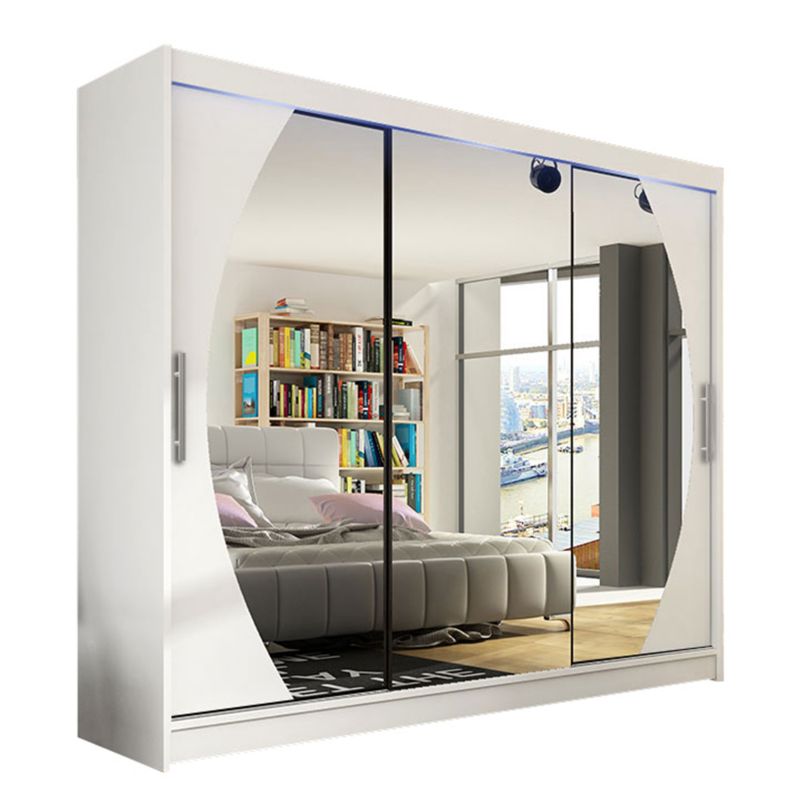 Szafa MIRJAN 24 z drzwiami przesuwnymi Aston V z oświetleniem RGB biały/lustro 1 szt.