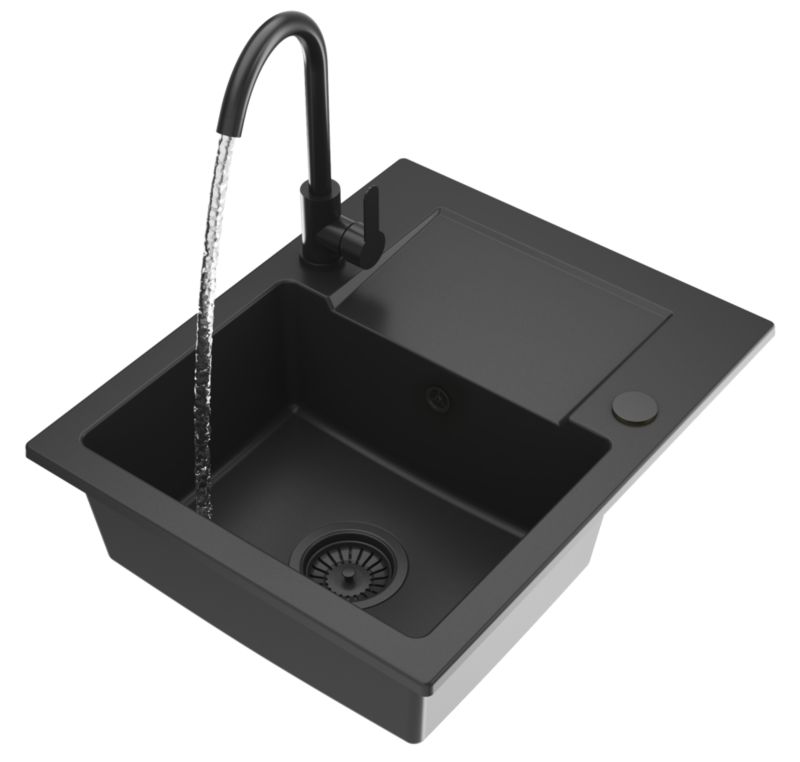 Zlewozmywak Granitowy Jednokomorowy Fabro Granitan z Baterią i Syfonem