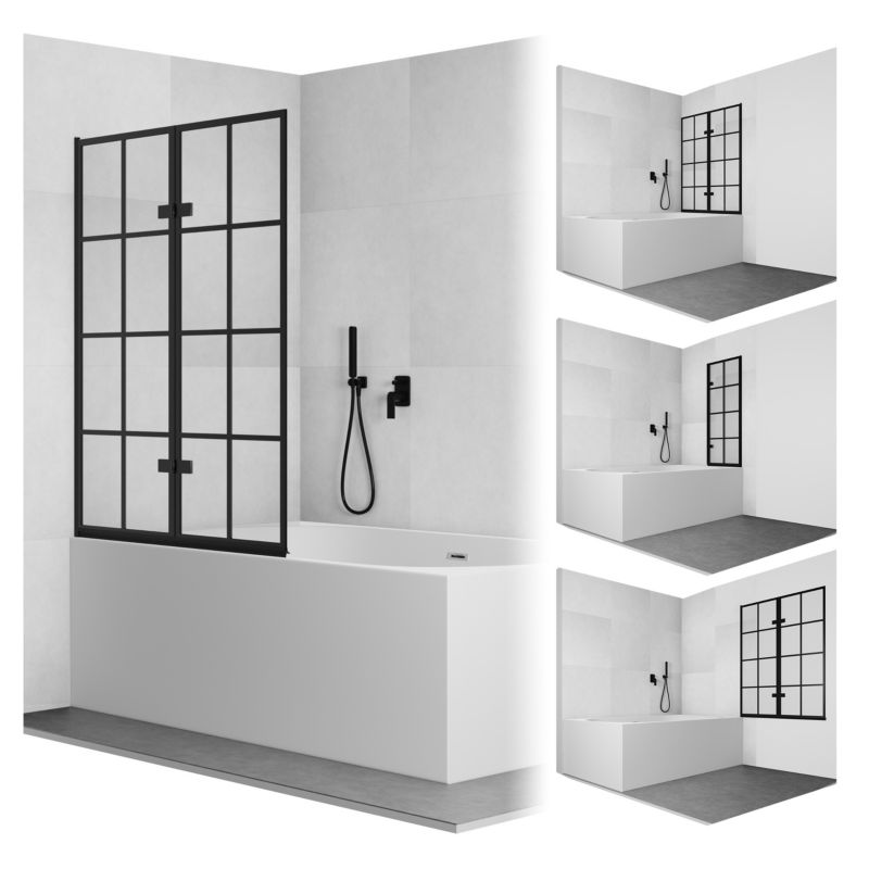 Parawan nawannowy 140x100 dwuczęściowy składany NUBES SEVANTE czarny 1 szt.