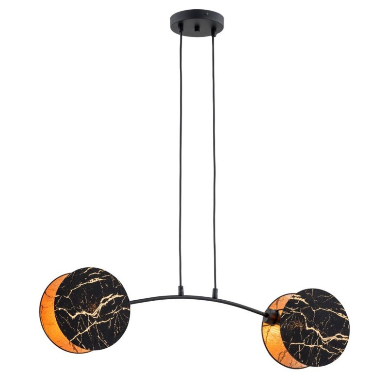 Lampa sufitowa wisząca Emibig Motif czarny i złoty wym: 100 x 82 x 11 cm 2xE27 x 15W tkanina 1 szt.