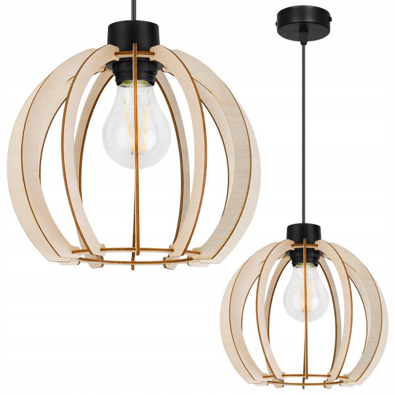 Lampa sufitowe wisząca Light Home LH Timber 1x E27 60W kula drewno 23cm 1szt.