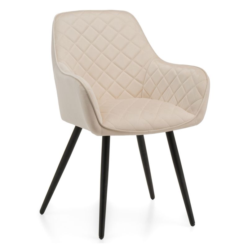 Krzesło tapicerowane New Home COLIN beżowe pikowane welurowe z podłokietnikami 1 szt.