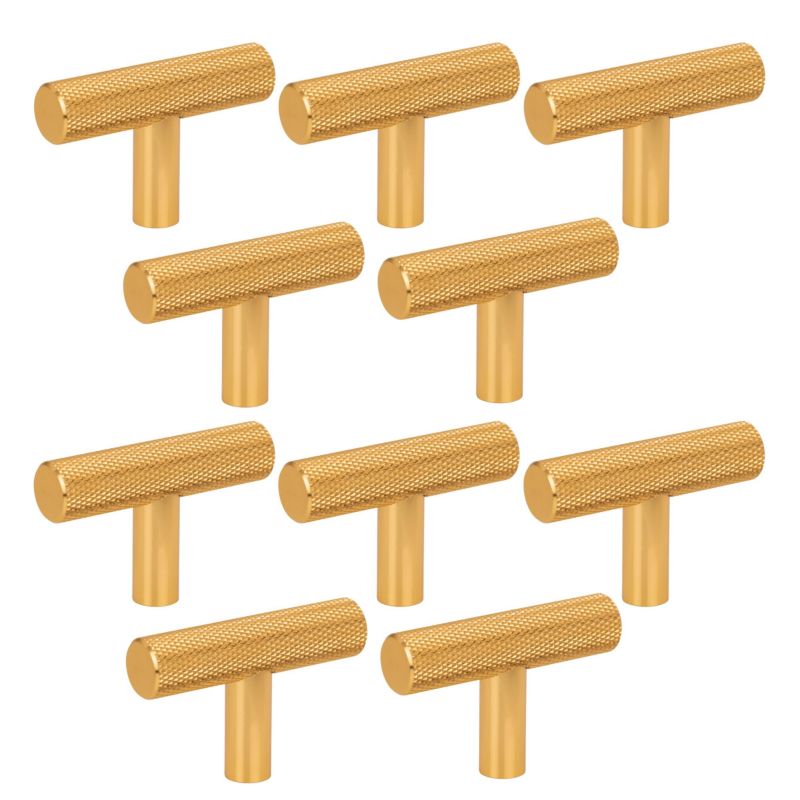 Gałka meblowa B&B reling ryflowana radełkowana metalowa złoto szczotkowane 10 szt