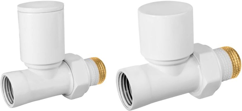 Zestaw zaworów grzejnikowych prosty biały