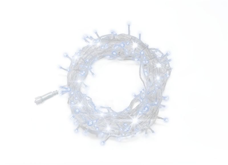 Lampki 100 LED Bulinex 9,9 m flash z dodatkowym gniazdem zimne białe / przezroczyste