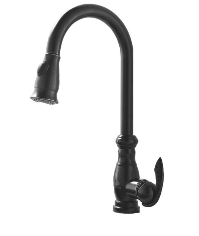 Bateria kuchenna Lauferi LYDIA mosiężna z wyciąganą wylewką czarna retro 1 szt.