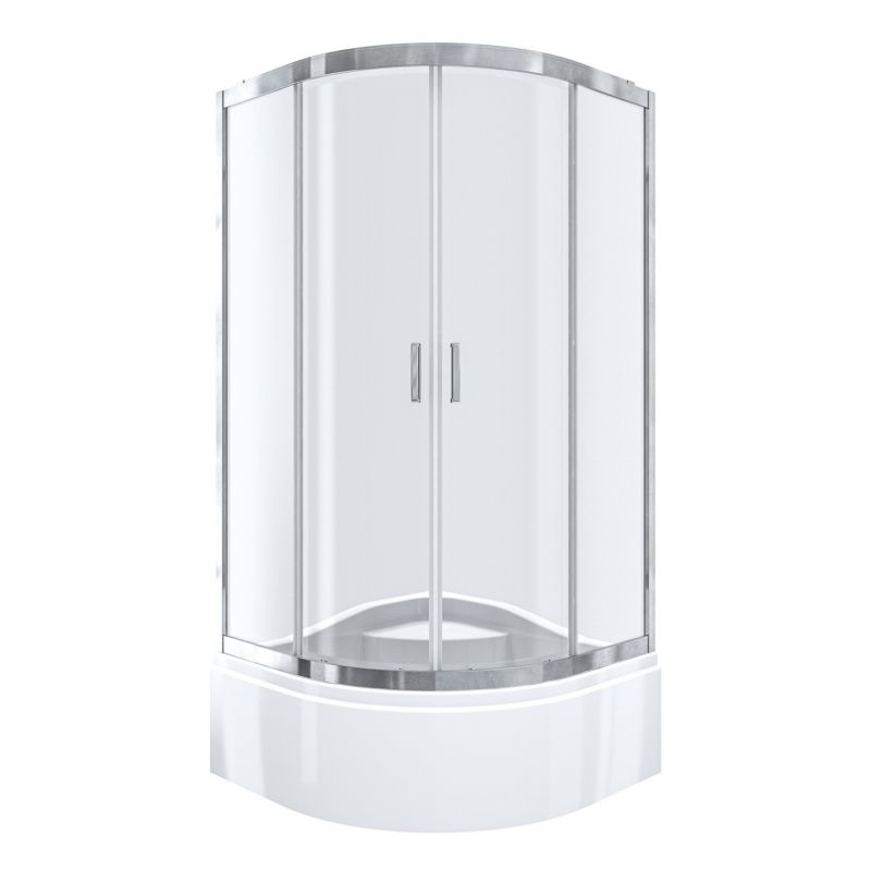 Kabina prysznicowa NAMELESS Durasan 90x90 chrom półokrągła z wysokim brodzikiem zestaw 1szt.