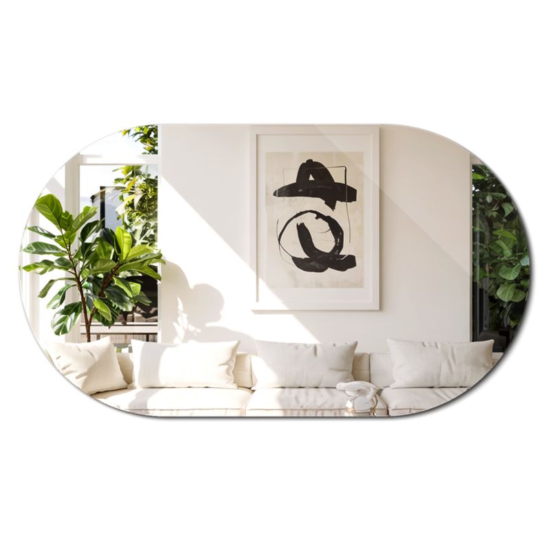 Lustro Owalne do Łazienki ArtPrintCave 46 x 80 cm Ścienne Wiszące Minimalistyczne 1 szt.