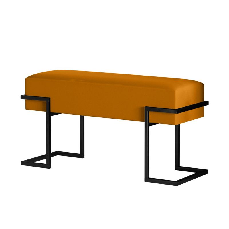 Ławka tapicerowana Bettso Cely 80 cm do przedpokoju na czarnym stelażu miodowy 1szt.