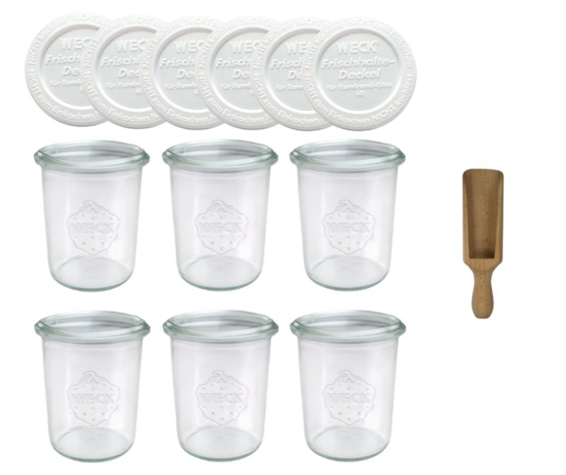 Słoiki MODO24 Weck 160 ml fi 60 mold z plastikowymi wiekami i miarką 6 kpl.