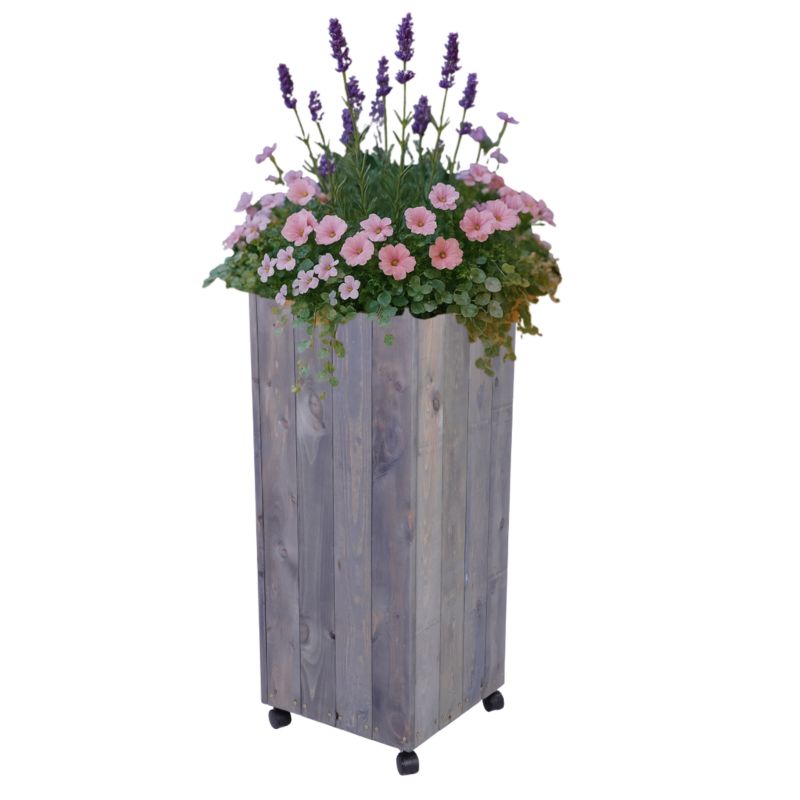 Donica drewniana MODO24 96x37x37 cm impregnowana szara na kółkach 1 szt.