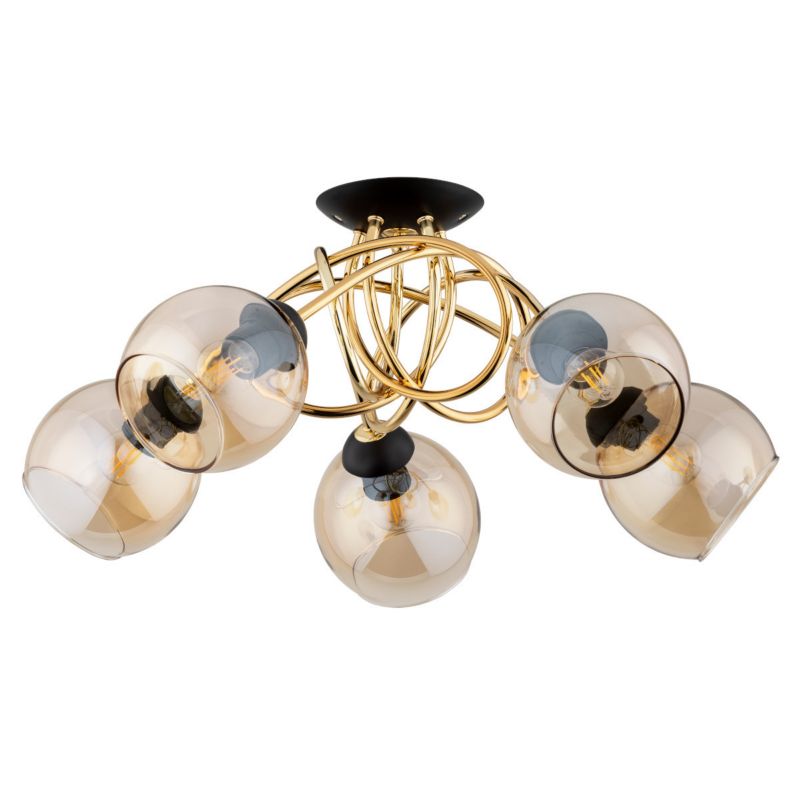 Lampa sufitowa wisząca Alfa Modena 1793 złoto-czarna-bursztynowy nowoczesna 5xE27 x 15W 1 szt.