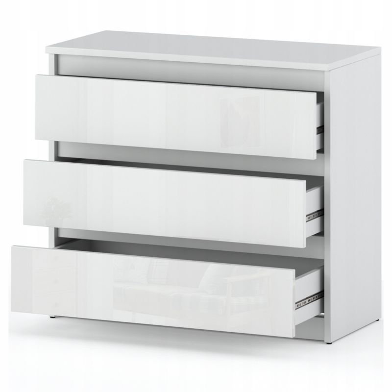 Komoda Z 3 Szufladami Stiv-Meble Biały Mat / Biały Połysk Szafka 80X33,5X71,5 Cm 1Szt.