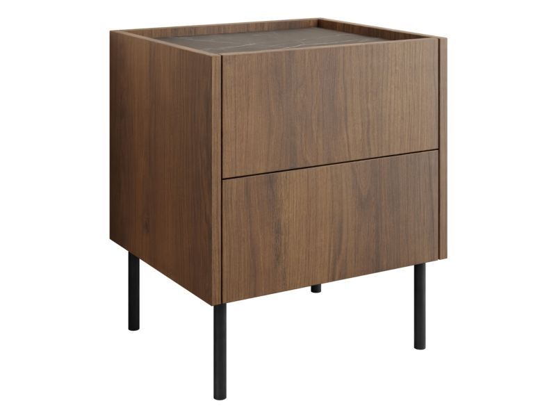 Szafka nocna MIRJAN 24 Tewos S40 S2 orzech warmia/marmur czarny 1 szt.