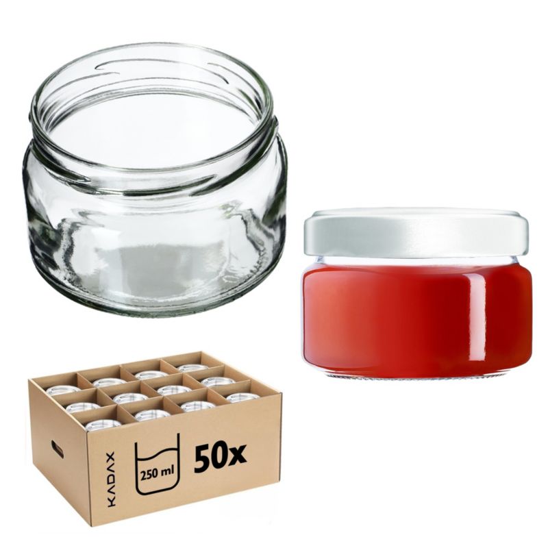 Słoik KADAX Słoiki 250ml Szklany Na Przetwory Dżem miód Do Świec 50 szt.