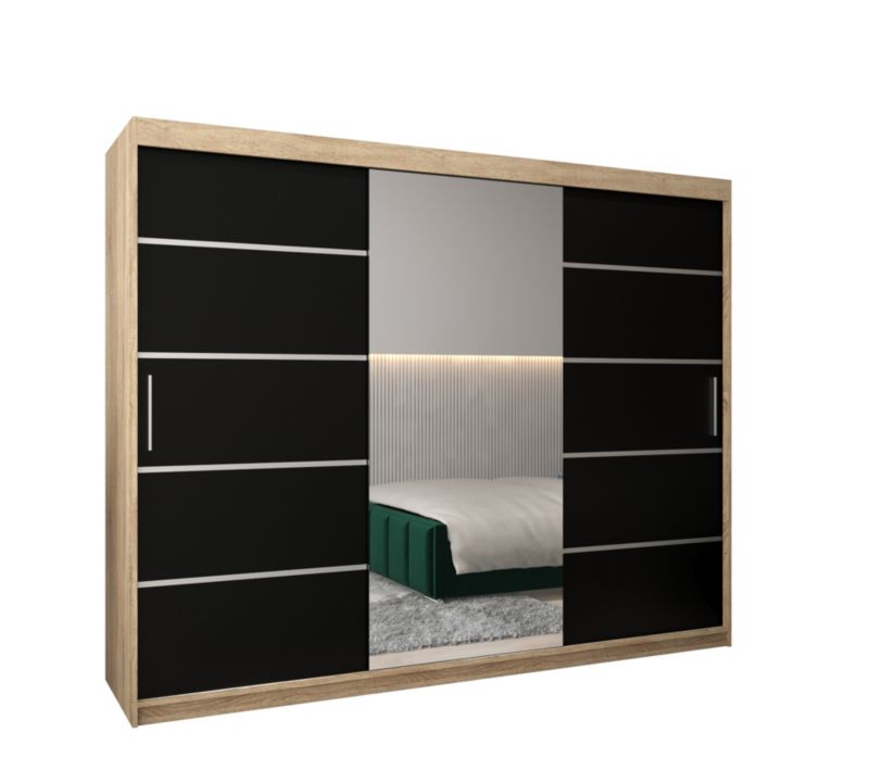 Szafa przesuwna Garderoba Abiks Verona 2 250 sonoma + czarny 1 szt.