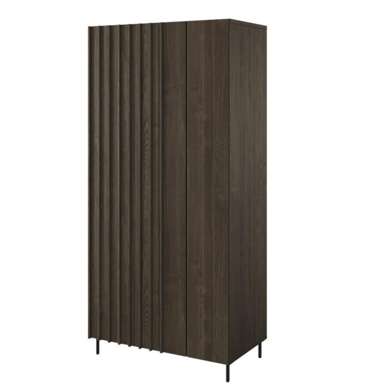 Szafa dwudrzwiowa Bettso Piemonte ryflowana z wieszakiem na ubrania jesion portland czarny 1szt.