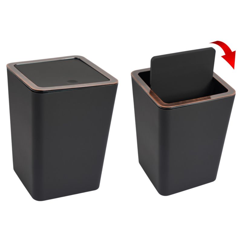 Kosz łazienkowy na śmieci Rodeno 5,5L czarny miedziane obramowanie 1 szt.