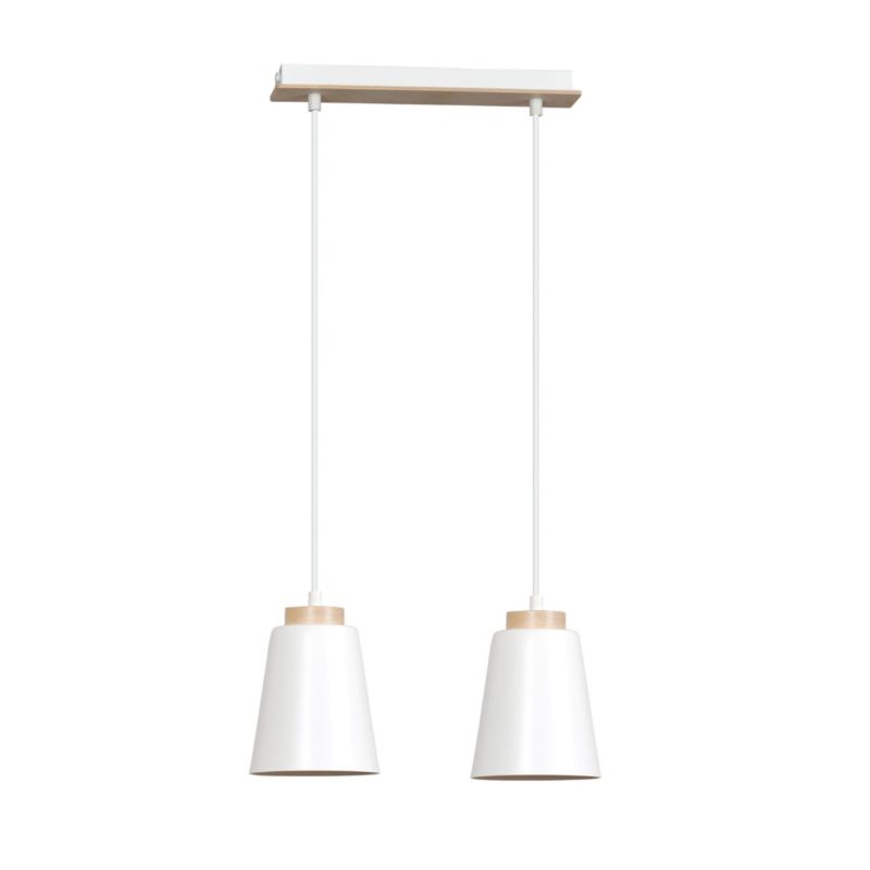Lampa sufitowa Emibig Bolero biała jasne drewno wym: 100 x 40 x 14 cm 2xE27 x 15W 1 szt.