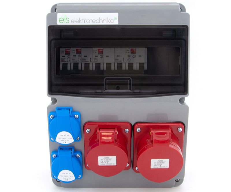 Rozdzielnia elektryczna skrzynka IP65 ELS Elektrotechnika 11NO22C11C11C 32A/5 16A/5 2x230V wyłączniki nadprądowe, do ogrodu 1 szt.