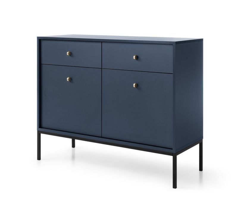 Komoda dwudrzwiowa z szufladami Bettso Molly 104 cm na czarnym stelażu granatowy 1szt.