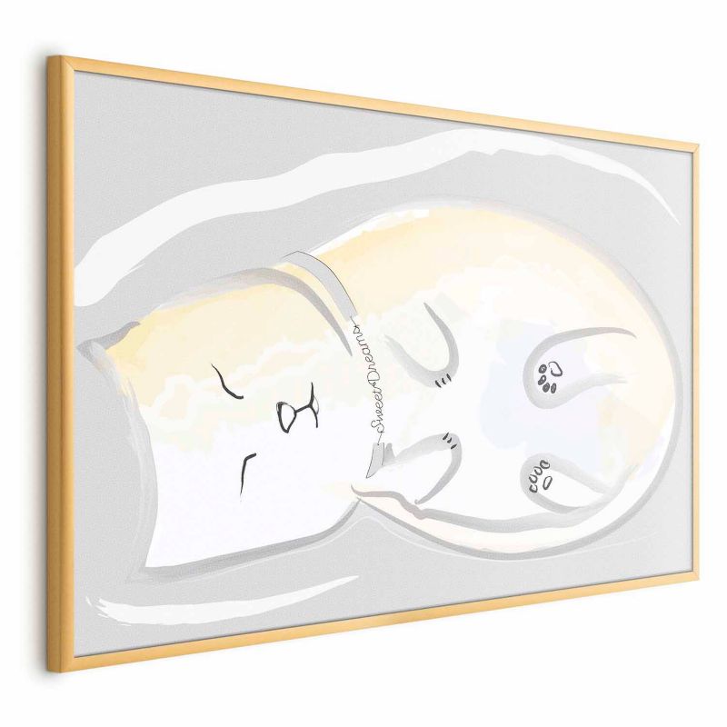 Plakat Artgeist Śpiący kotek 42x29,7 cm z ramą złotą 1 szt