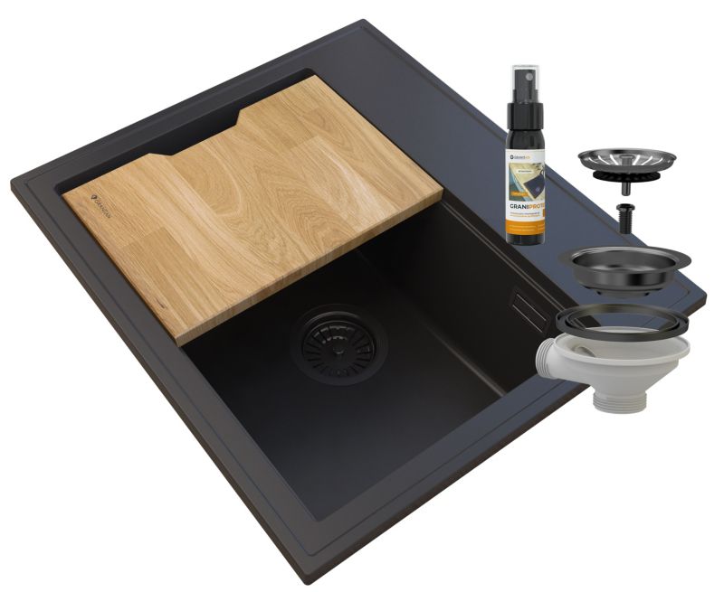 Zlewozmywak Granitowy Granitan Foxal Jednokomorowy z Syfonem 1kpl.