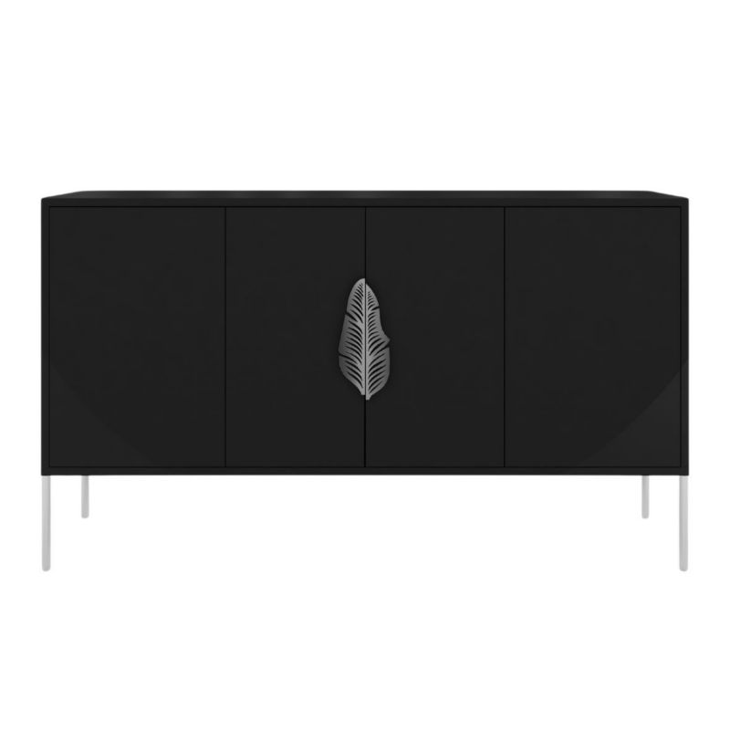 Czarna komoda Skandica MERLIN ze srebrnymi dodatkami 1 szt.