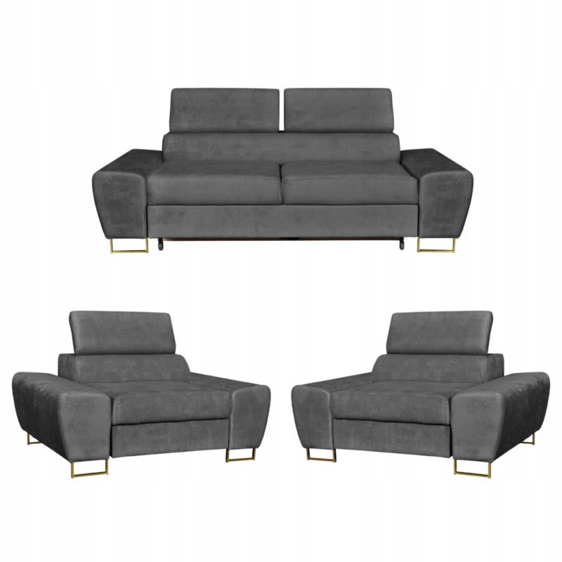 Zestaw mebli do salonu sofa i fotele Family Meble Bosso szary 1szt