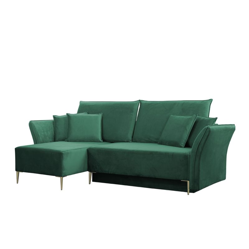 Narożnik z funkcją spania MIRJAN 24 Bregi butelkowa zieleń + złoty 1 szt.