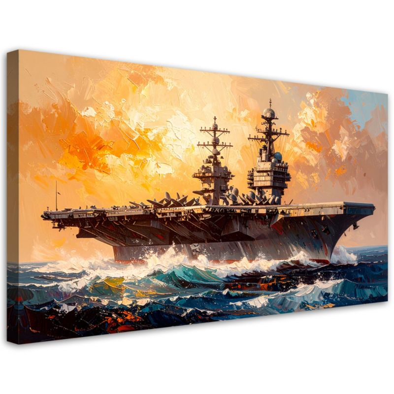 Obraz nowoczesny do salonu biura Feeby Lotniskowiec na morzu 120x60cm 1szt