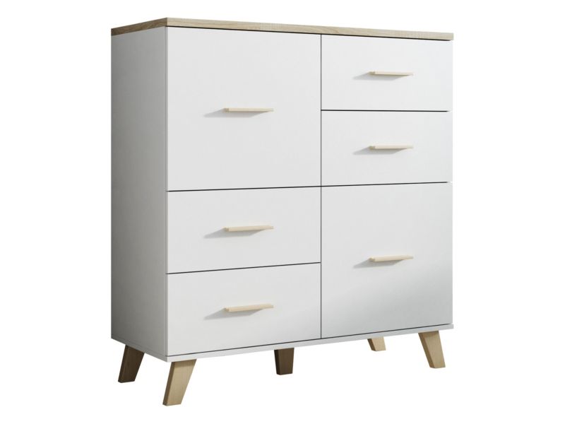 Komoda MIRJAN 24 Lotta 110 2D4S brylantowa biel + dąb sonoma 1 szt.