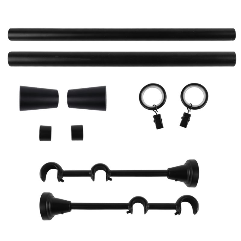 Karnisz podwójny GoodHome Araxos 19/16 mm 240 cm stożek czarny mat