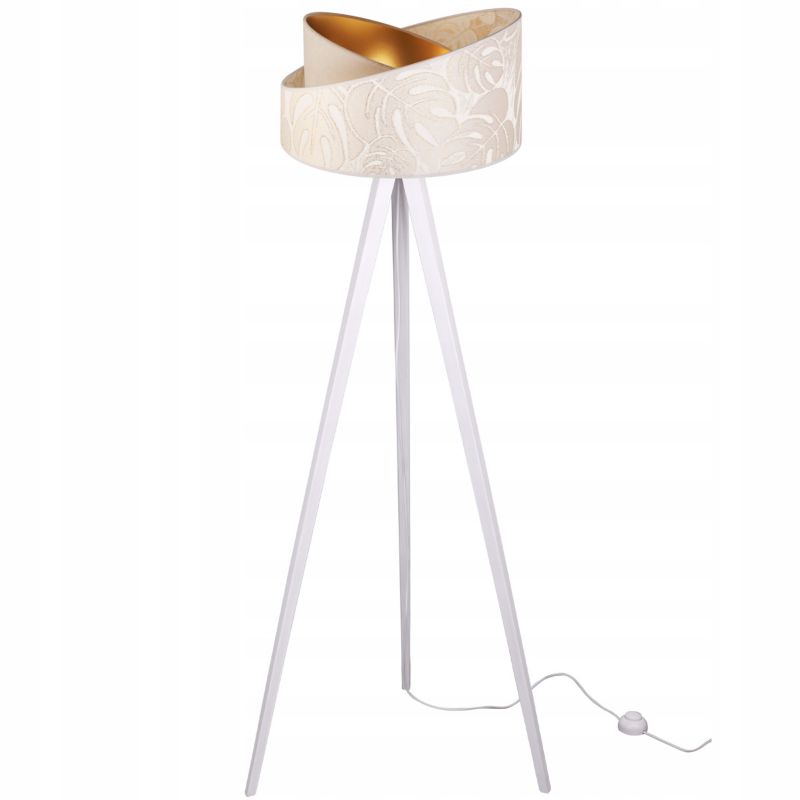 Lampa podłogowa trójnóg Light Home LH Werona Drewno 1x E27 60W kremowy/biały 1szt.