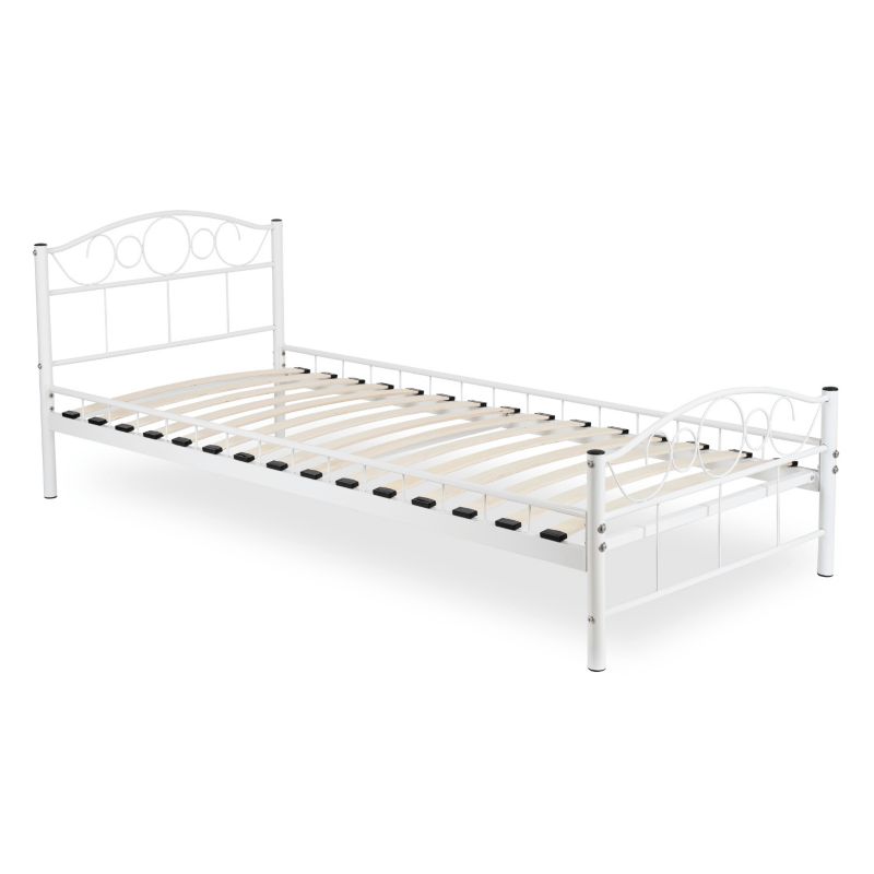 Łóżko 90x200 Metalowe GRIFFIN Mebel Elite Jednoosobowe Pojedyncze Młodzieżowe Białe 1 szt.