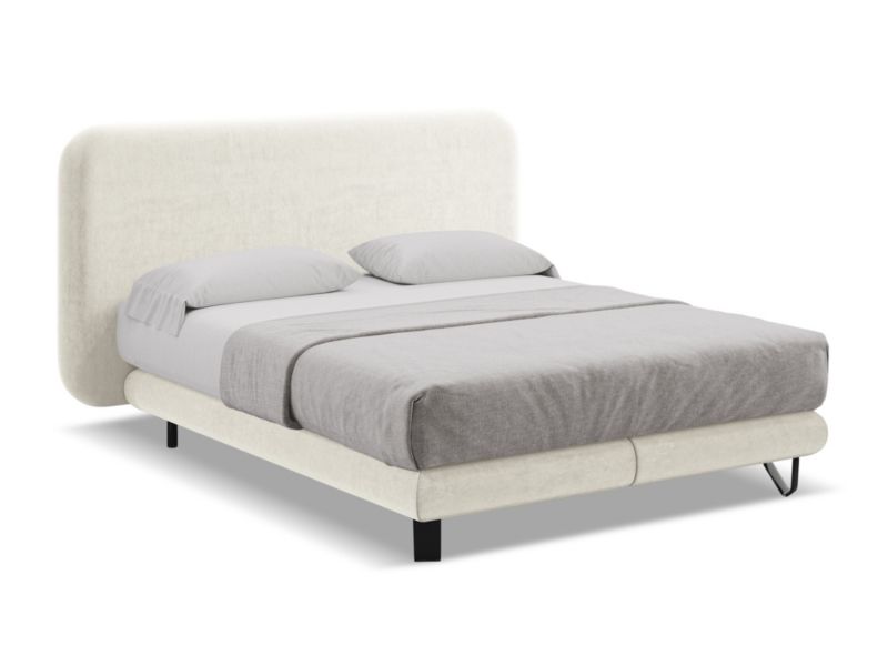 Łóżko LaMiaSofa Ilima z weluru 180x200 jasny beż 1 szt.